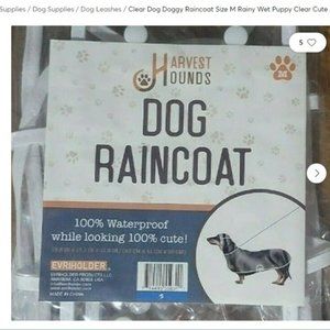 Clear Dog Doggy Raincoat Size M Rainy Wet Puppy Clear Cute Jacket Coat Dry Pooch